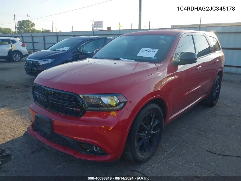 2018 Dodge Durango Sxt Rwd VIN: 1C4RDHAG2JC345178 Lot: 40096919