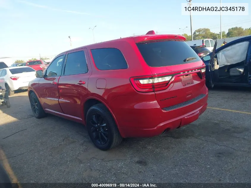 1C4RDHAG2JC345178 2018 Dodge Durango Sxt Rwd