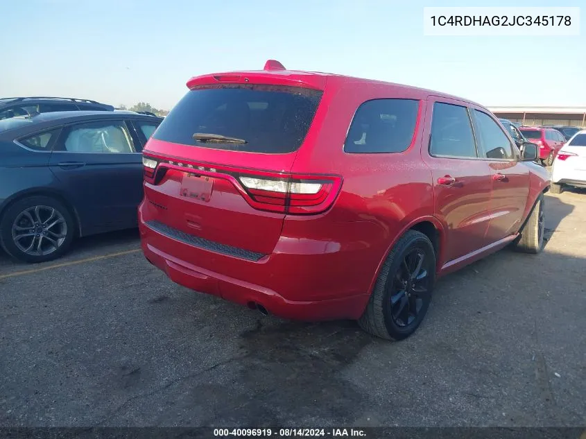 1C4RDHAG2JC345178 2018 Dodge Durango Sxt Rwd