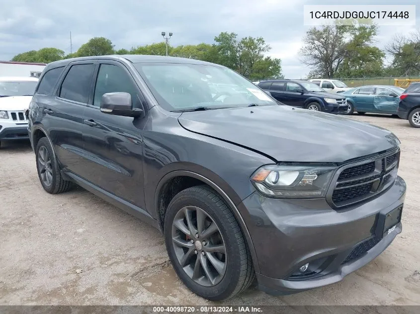 2018 Dodge Durango Gt Awd VIN: 1C4RDJDG0JC174448 Lot: 40098720