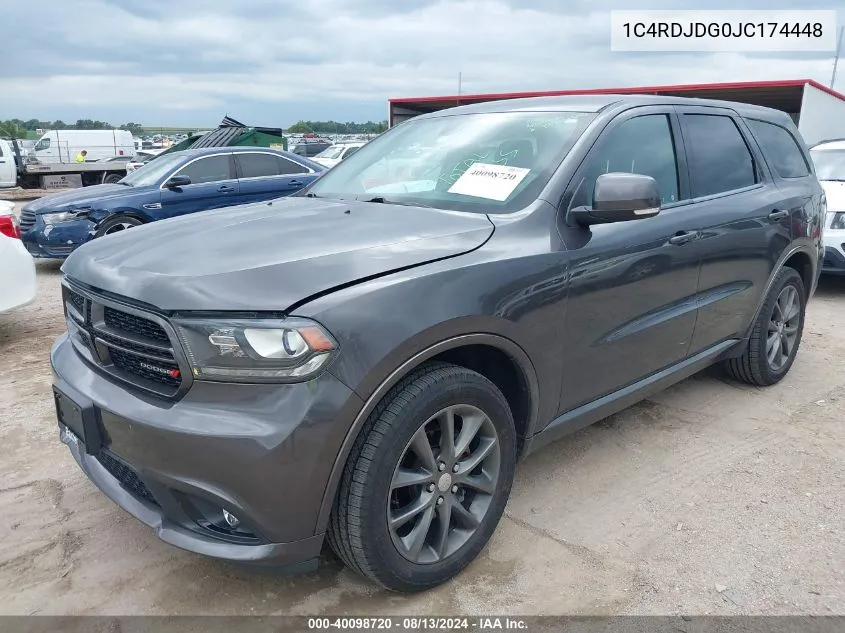 1C4RDJDG0JC174448 2018 Dodge Durango Gt Awd