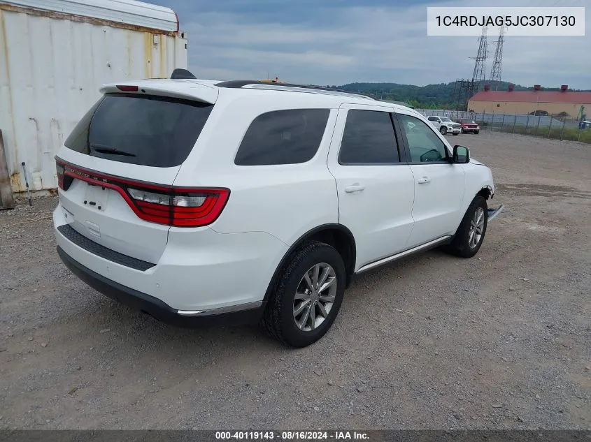 2018 Dodge Durango Sxt Awd VIN: 1C4RDJAG5JC307130 Lot: 40119143