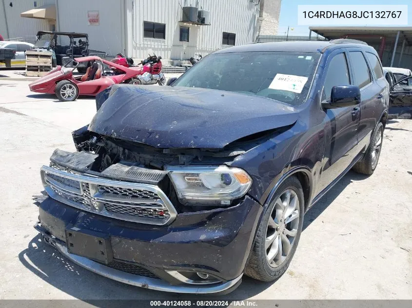 2018 Dodge Durango Sxt VIN: 1C4RDHAG8JC132767 Lot: 40124058