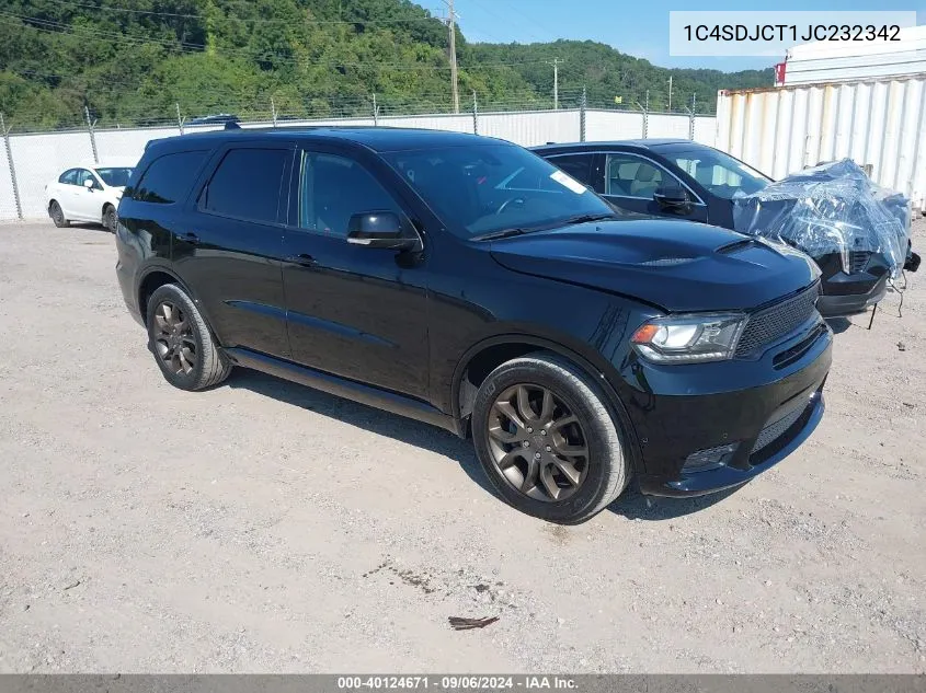 2018 Dodge Durango R/T Awd VIN: 1C4SDJCT1JC232342 Lot: 40124671