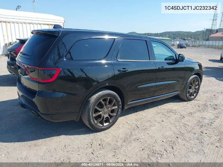 2018 Dodge Durango R/T Awd VIN: 1C4SDJCT1JC232342 Lot: 40124671