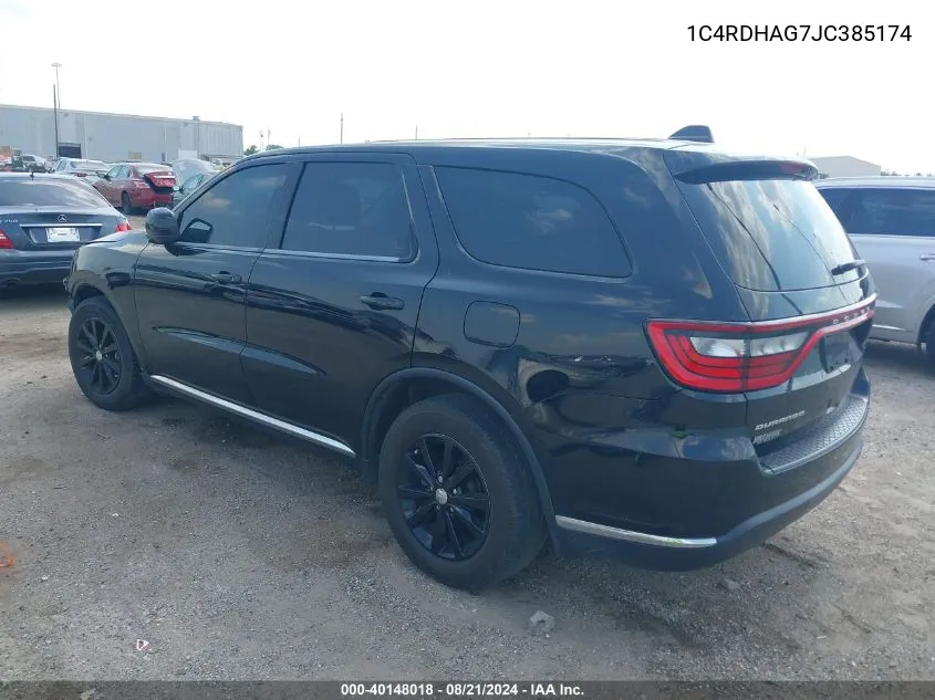 2018 Dodge Durango Sxt Rwd VIN: 1C4RDHAG7JC385174 Lot: 40148018