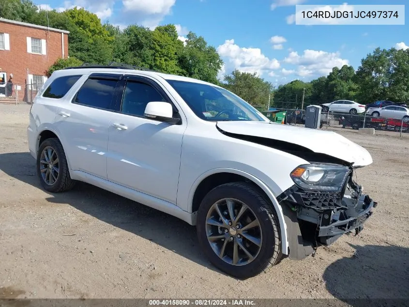 2018 Dodge Durango Gt Awd VIN: 1C4RDJDG1JC497374 Lot: 40158090