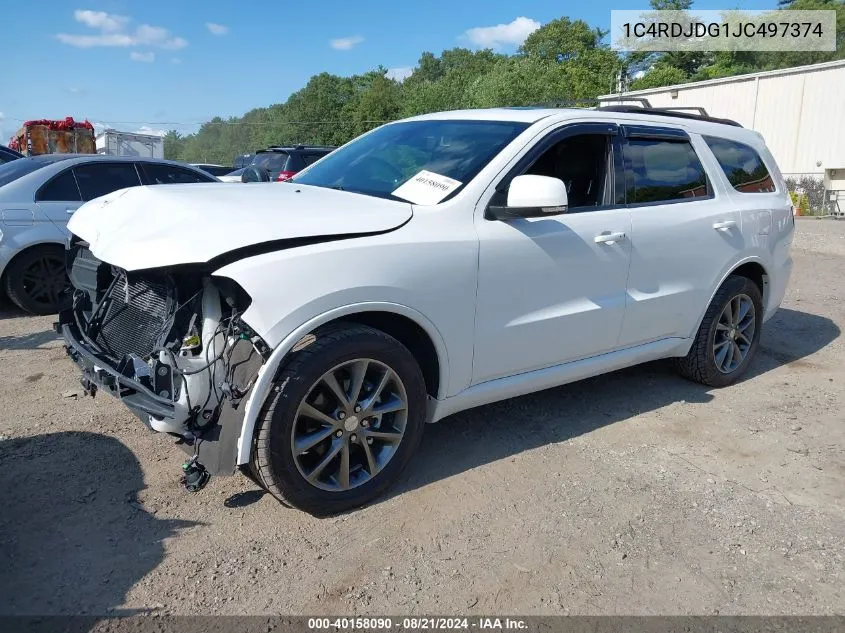 2018 Dodge Durango Gt Awd VIN: 1C4RDJDG1JC497374 Lot: 40158090