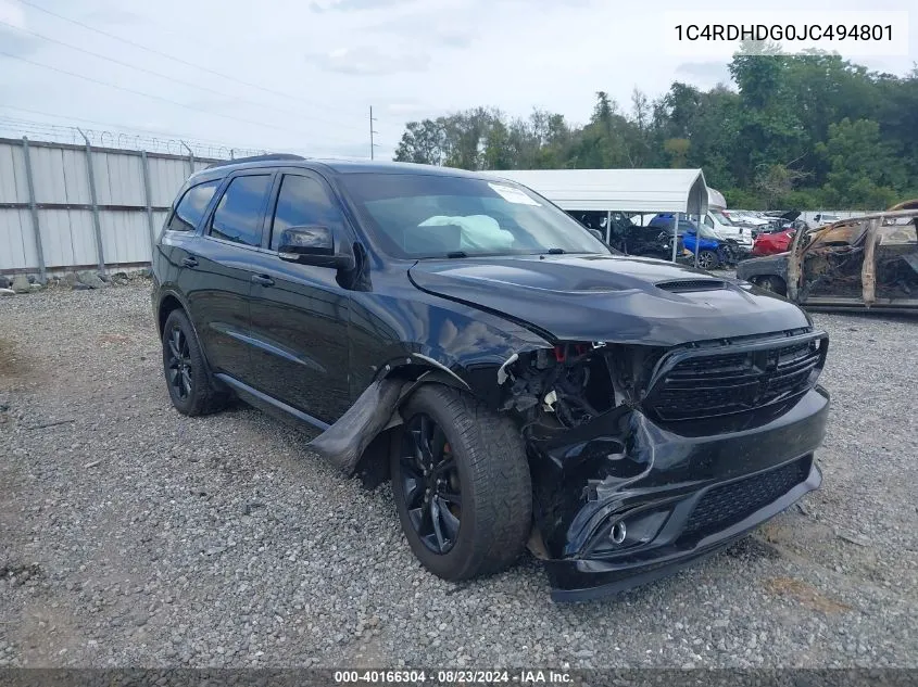 2018 Dodge Durango Gt Rwd VIN: 1C4RDHDG0JC494801 Lot: 40166304