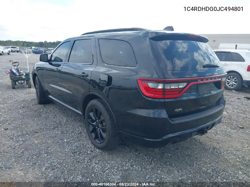 2018 Dodge Durango Gt Rwd VIN: 1C4RDHDG0JC494801 Lot: 40166304