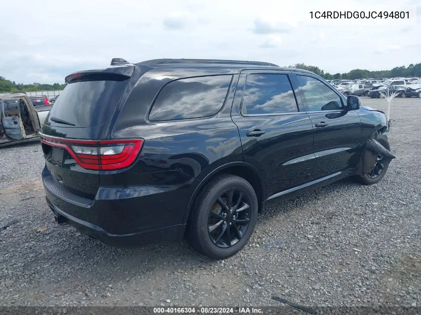 2018 Dodge Durango Gt Rwd VIN: 1C4RDHDG0JC494801 Lot: 40166304