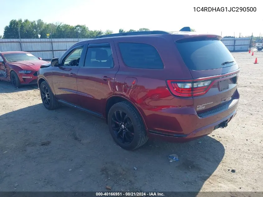 2018 Dodge Durango Sxt Rwd VIN: 1C4RDHAG1JC290500 Lot: 40166951