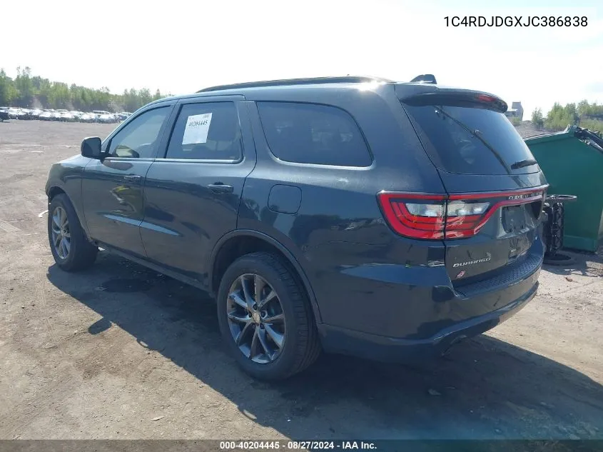 1C4RDJDGXJC386838 2018 Dodge Durango Gt Awd