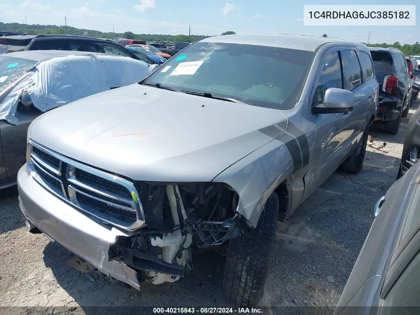 2018 Dodge Durango Sxt Rwd VIN: 1C4RDHAG6JC385182 Lot: 40215843