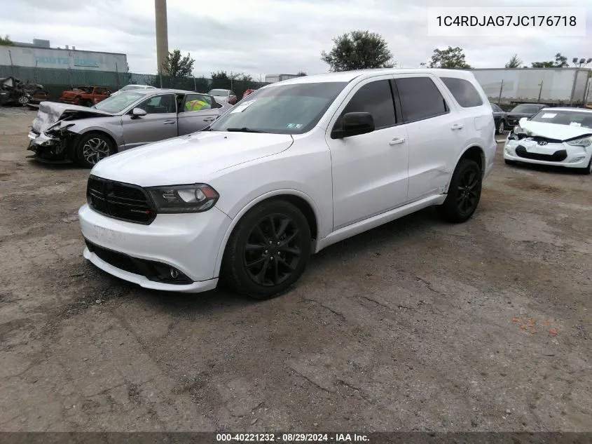 2018 Dodge Durango Sxt Awd VIN: 1C4RDJAG7JC176718 Lot: 40221232