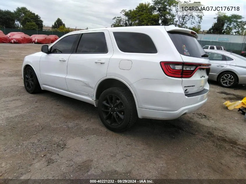 2018 Dodge Durango Sxt Awd VIN: 1C4RDJAG7JC176718 Lot: 40221232