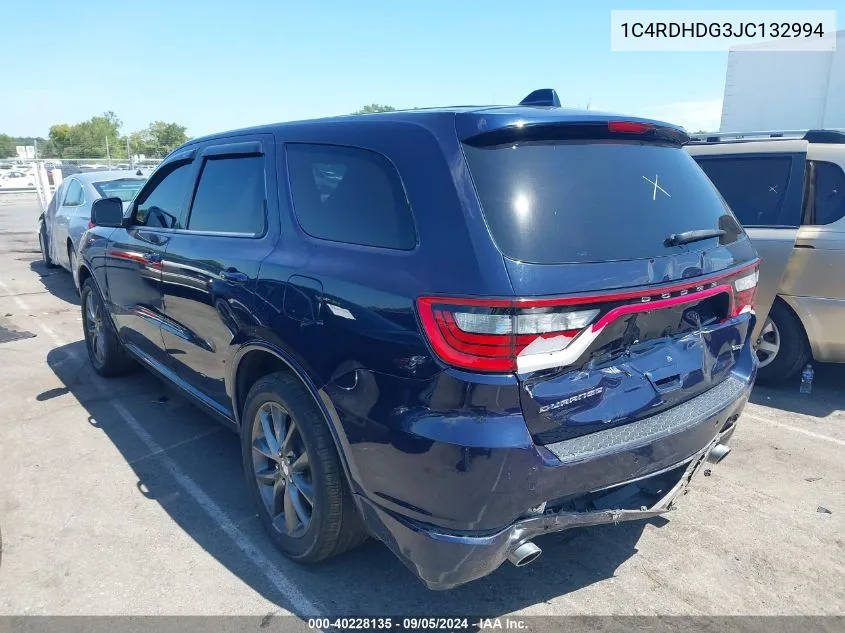 2018 Dodge Durango Gt Rwd VIN: 1C4RDHDG3JC132994 Lot: 40228135