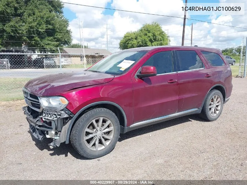 2018 Dodge Durango Sxt Rwd VIN: 1C4RDHAG1JC100629 Lot: 40229907