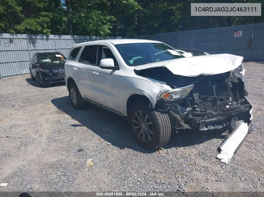 2018 Dodge Durango Sxt Awd VIN: 1C4RDJAG2JC463111 Lot: 40251600