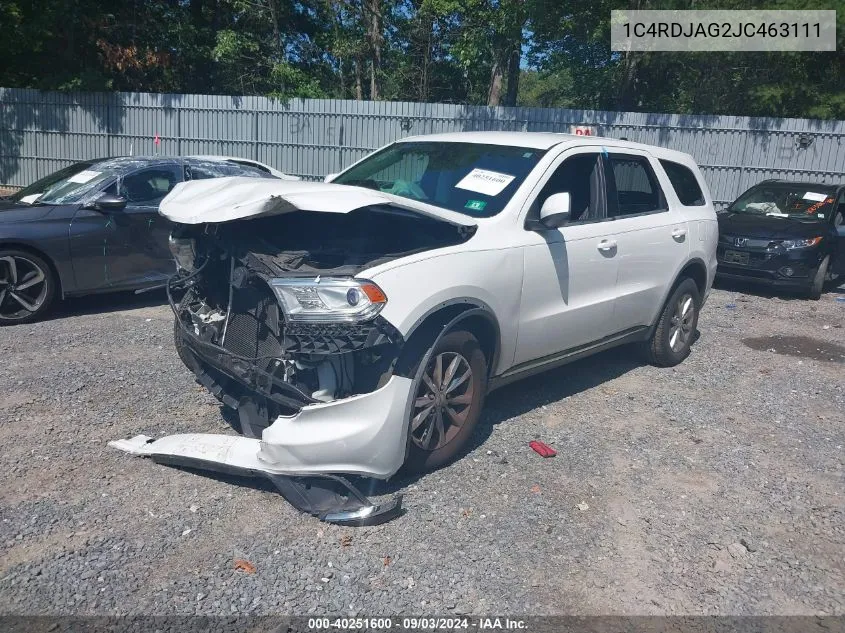 2018 Dodge Durango Sxt Awd VIN: 1C4RDJAG2JC463111 Lot: 40251600