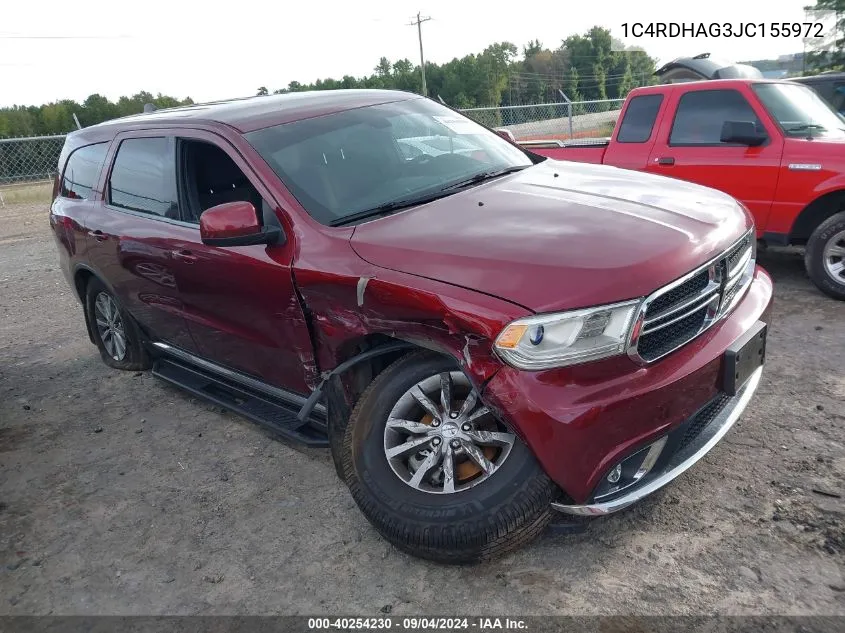 2018 Dodge Durango Sxt Rwd VIN: 1C4RDHAG3JC155972 Lot: 40254230