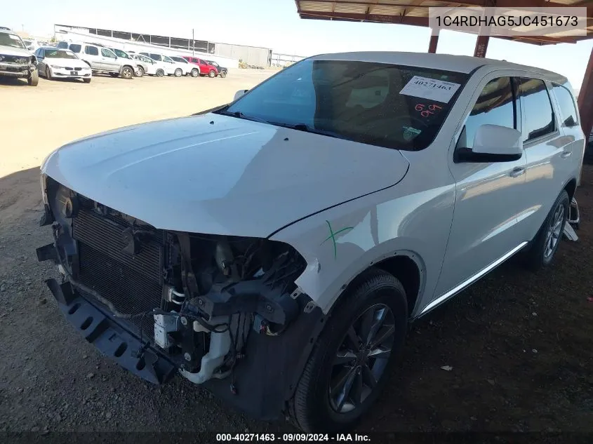 2018 Dodge Durango Sxt Rwd VIN: 1C4RDHAG5JC451673 Lot: 40271463