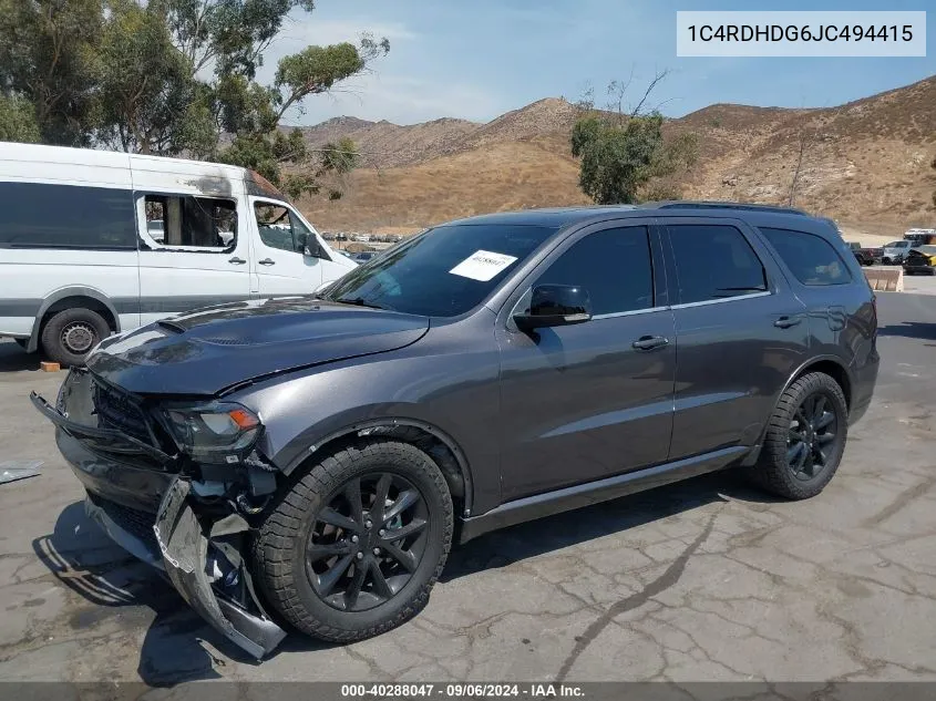 2018 Dodge Durango Gt Rwd VIN: 1C4RDHDG6JC494415 Lot: 40288047