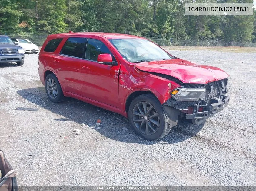 2018 Dodge Durango Gt Rwd VIN: 1C4RDHDG0JC218831 Lot: 40301155