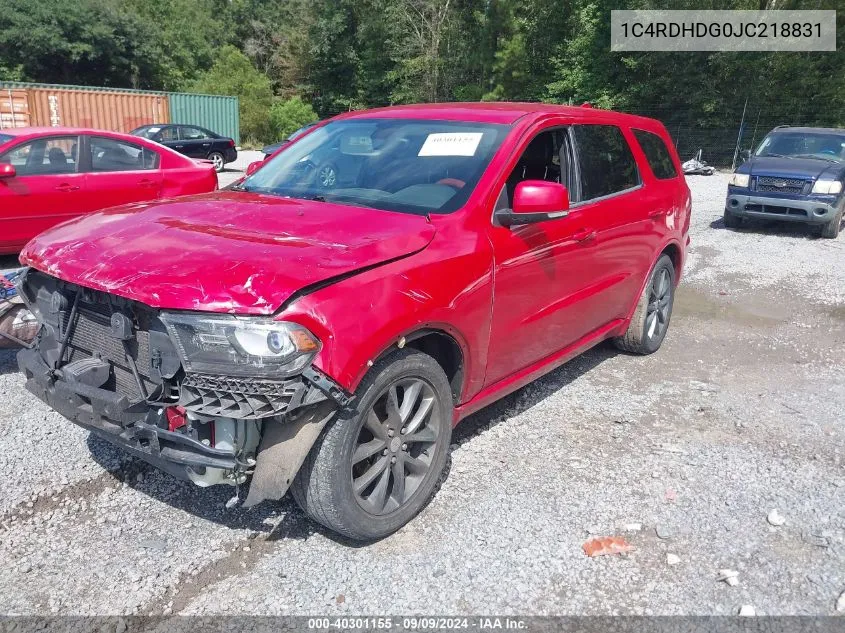 2018 Dodge Durango Gt Rwd VIN: 1C4RDHDG0JC218831 Lot: 40301155