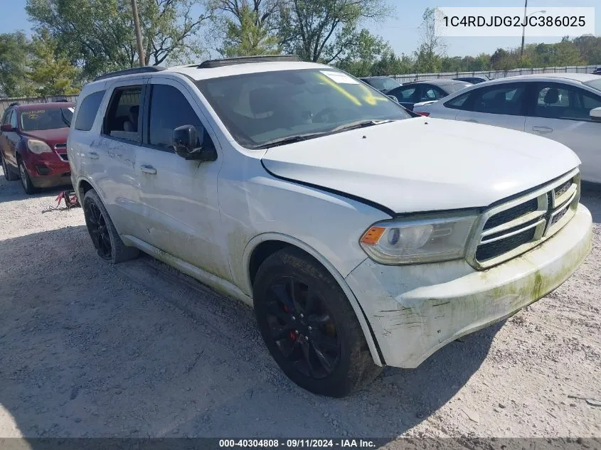 2018 Dodge Durango Gt Awd VIN: 1C4RDJDG2JC386025 Lot: 40304808