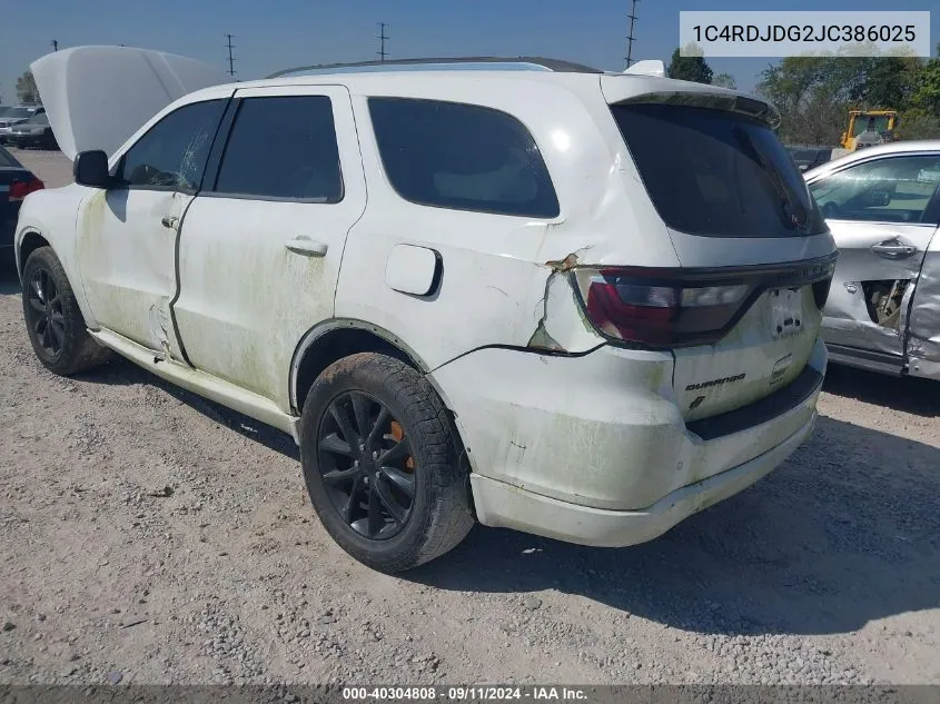 2018 Dodge Durango Gt Awd VIN: 1C4RDJDG2JC386025 Lot: 40304808