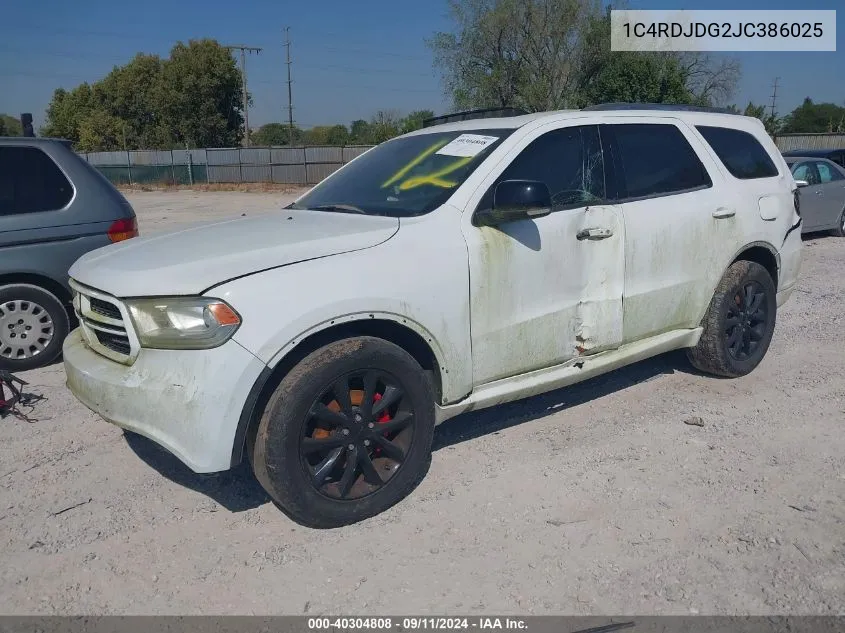 2018 Dodge Durango Gt Awd VIN: 1C4RDJDG2JC386025 Lot: 40304808