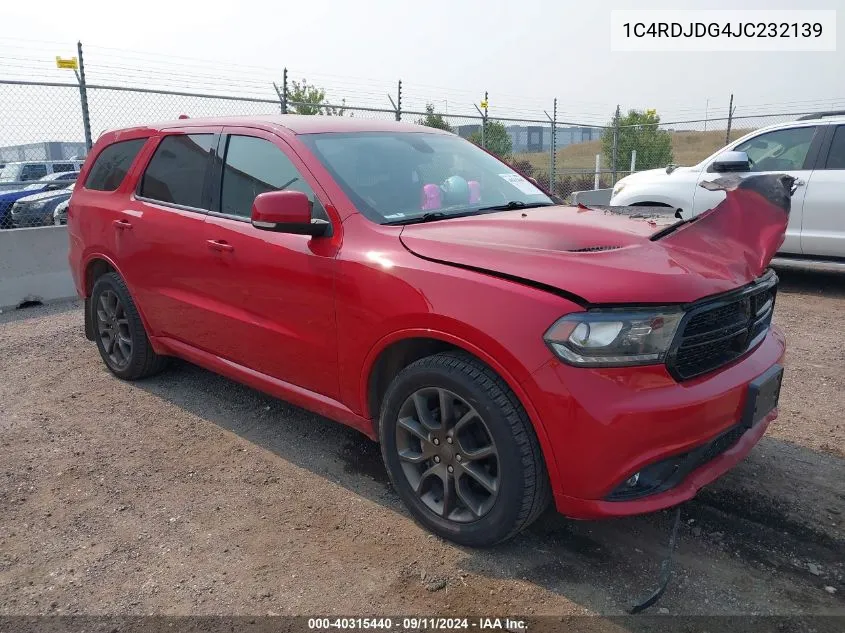 1C4RDJDG4JC232139 2018 Dodge Durango Gt