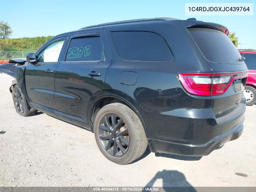 2018 Dodge Durango Gt Awd VIN: 1C4RDJDGXJC439764 Lot: 40344215