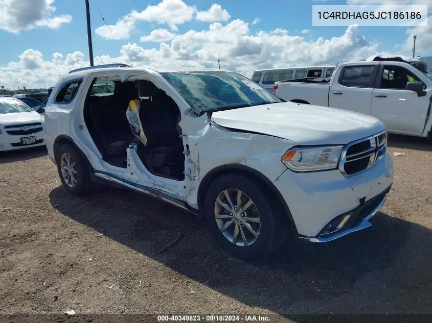 2018 Dodge Durango Sxt Rwd VIN: 1C4RDHAG5JC186186 Lot: 40349823