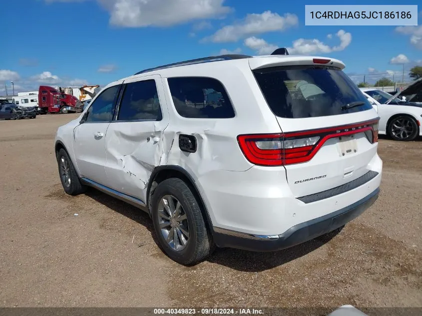 2018 Dodge Durango Sxt Rwd VIN: 1C4RDHAG5JC186186 Lot: 40349823