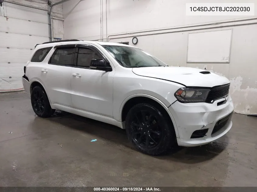 2018 Dodge Durango R/T Awd VIN: 1C4SDJCT8JC202030 Lot: 40360024