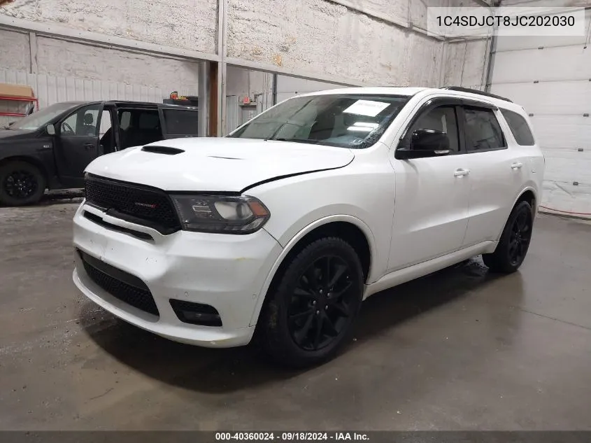 2018 Dodge Durango R/T Awd VIN: 1C4SDJCT8JC202030 Lot: 40360024