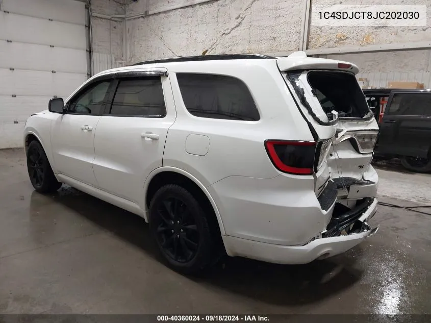 1C4SDJCT8JC202030 2018 Dodge Durango R/T Awd