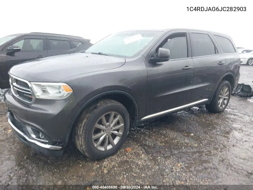 2018 Dodge Durango Sxt VIN: 1C4RDJAG6JC282903 Lot: 40408690