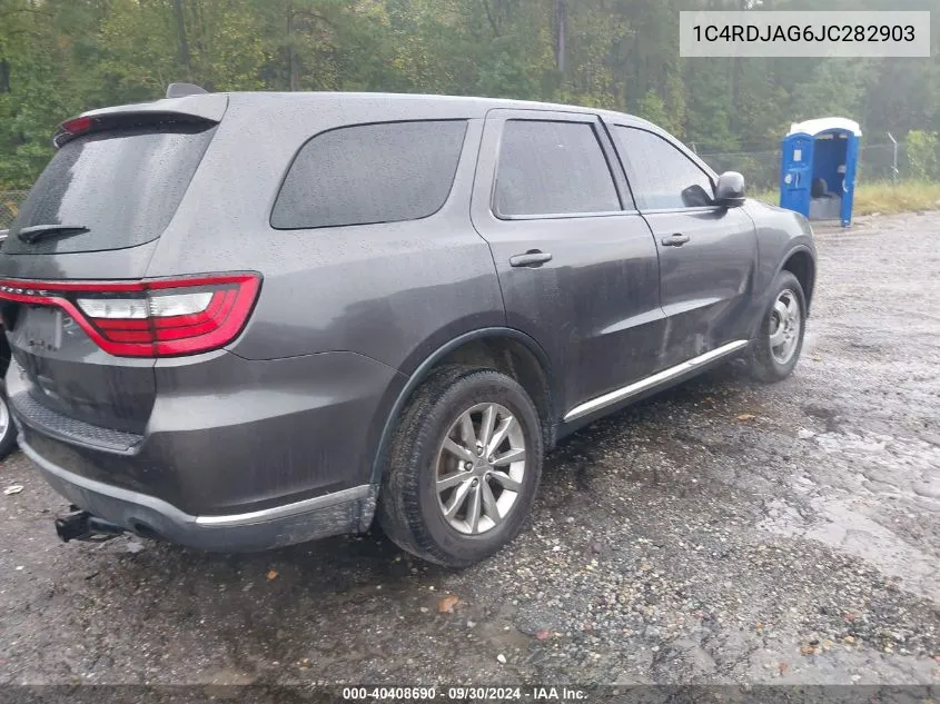 2018 Dodge Durango Sxt VIN: 1C4RDJAG6JC282903 Lot: 40408690