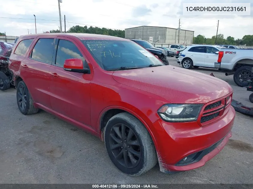 2018 Dodge Durango Gt Rwd VIN: 1C4RDHDG0JC231661 Lot: 40412186