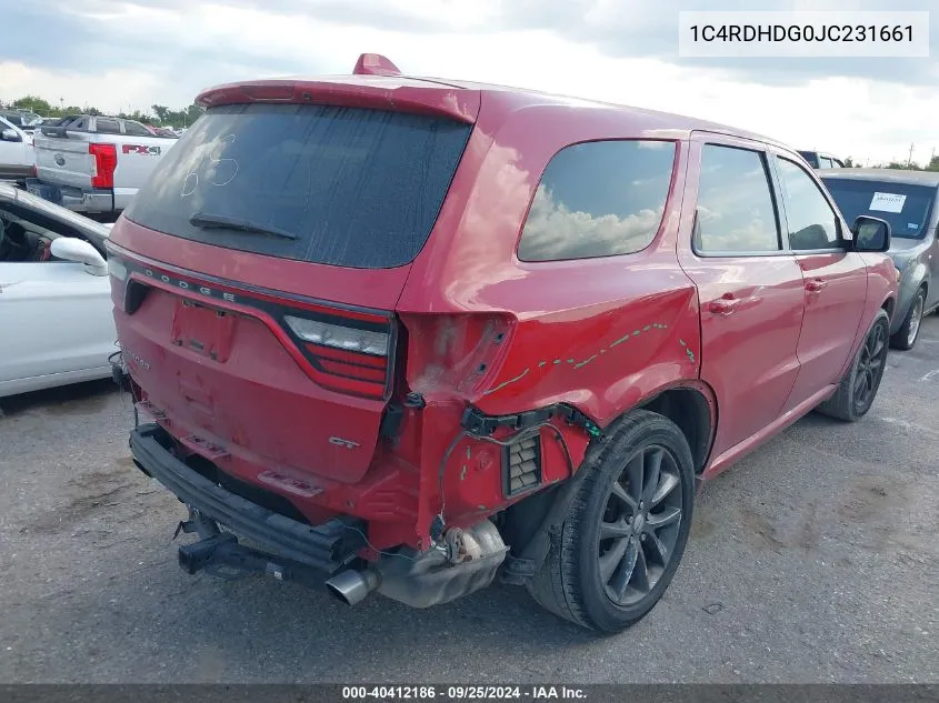 2018 Dodge Durango Gt Rwd VIN: 1C4RDHDG0JC231661 Lot: 40412186