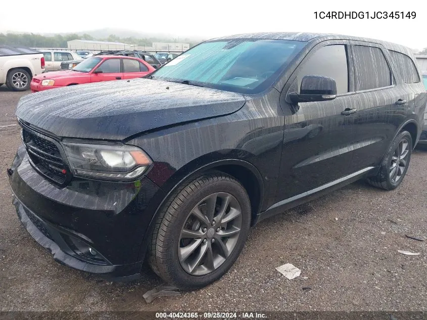 2018 Dodge Durango Gt Rwd VIN: 1C4RDHDG1JC345149 Lot: 40424365