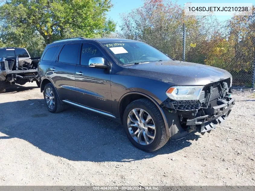 1C4SDJETXJC210238 2018 Dodge Durango Citadel