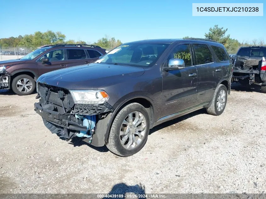 1C4SDJETXJC210238 2018 Dodge Durango Citadel