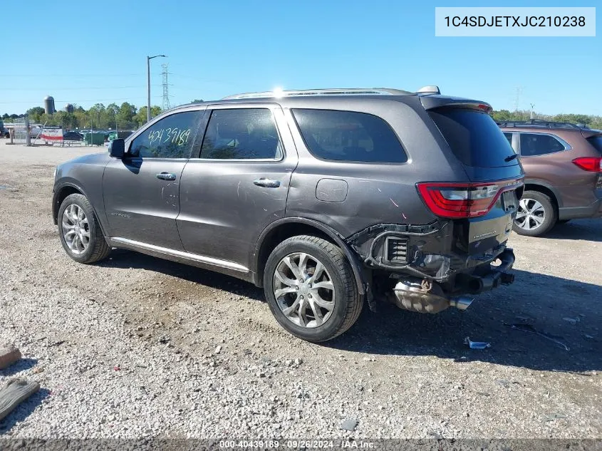 1C4SDJETXJC210238 2018 Dodge Durango Citadel