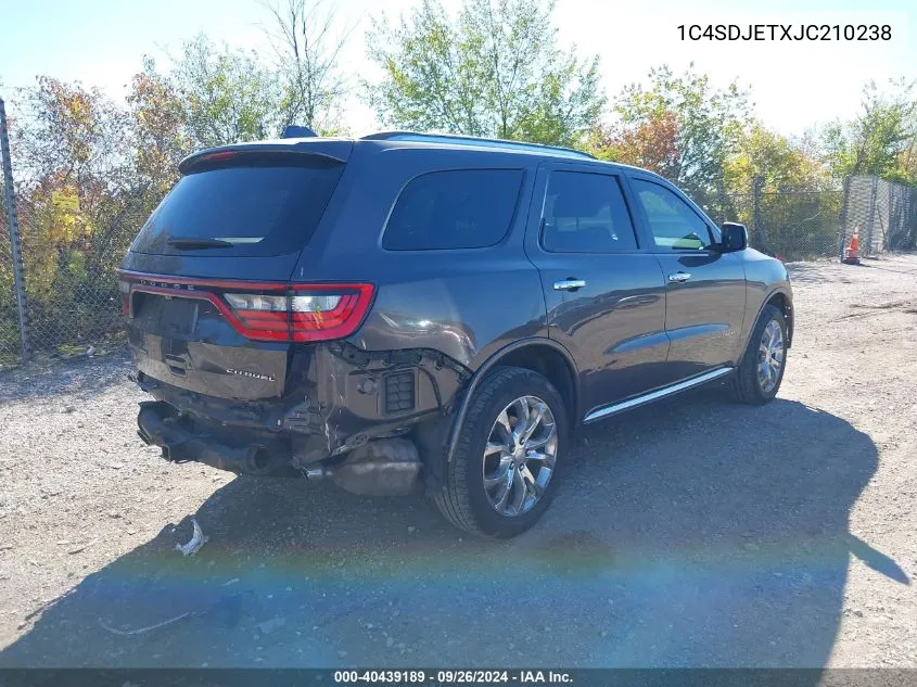 1C4SDJETXJC210238 2018 Dodge Durango Citadel