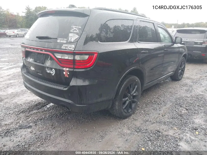 2018 Dodge Durango Gt Awd VIN: 1C4RDJDGXJC176305 Lot: 40443935