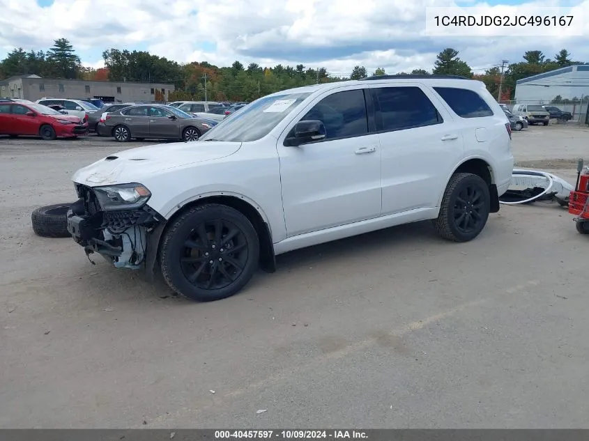 2018 Dodge Durango Gt Awd VIN: 1C4RDJDG2JC496167 Lot: 40457597